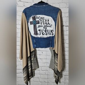 UPCYCLED Denim/kantha Poncho Top OS